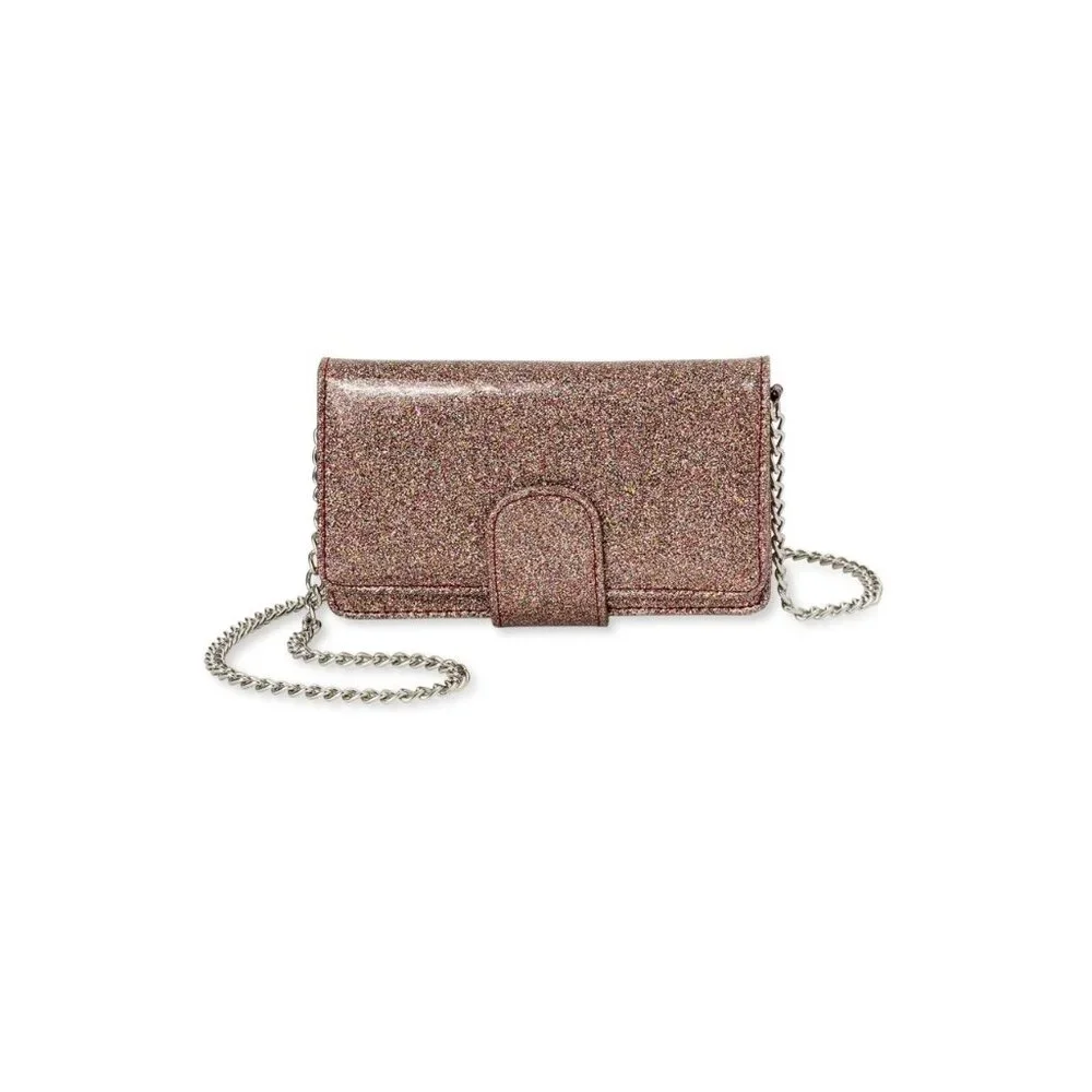 NWT No Boundaries Womens Multi Glitter Chain Crossbody Purse Wallet Shiny Trendy